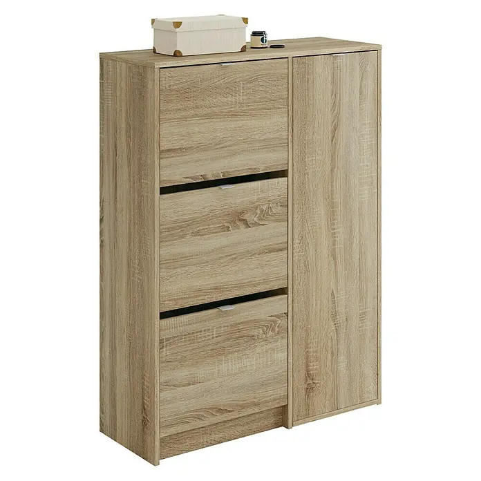 Muebles Pitarch Zapatero Trevi - L x An x Al: 37 x 85 x 122 cm, Marrón, Número de compartimentos: 3 ud.