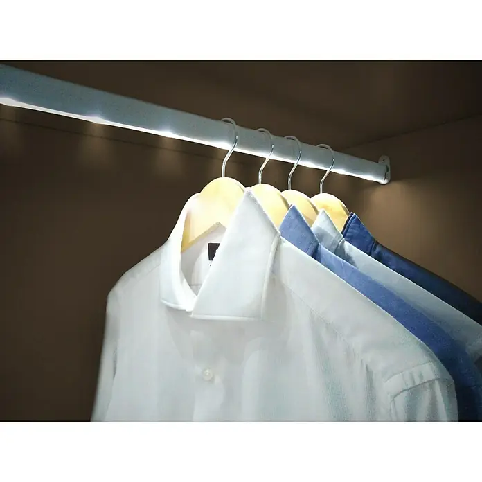 Jocca Barra para ropa con luz y sensor - L x An x Al: 36,8 x 1 x 4,7 cm, Plateado, Armarios para ropa