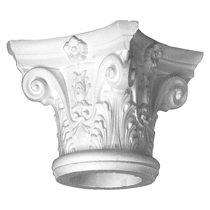 Dekoelement Halbsäule Kapitell D2/H - 18 x 30,5 cm, Expandiertes Polystyrol (EPS) - Vorderansicht