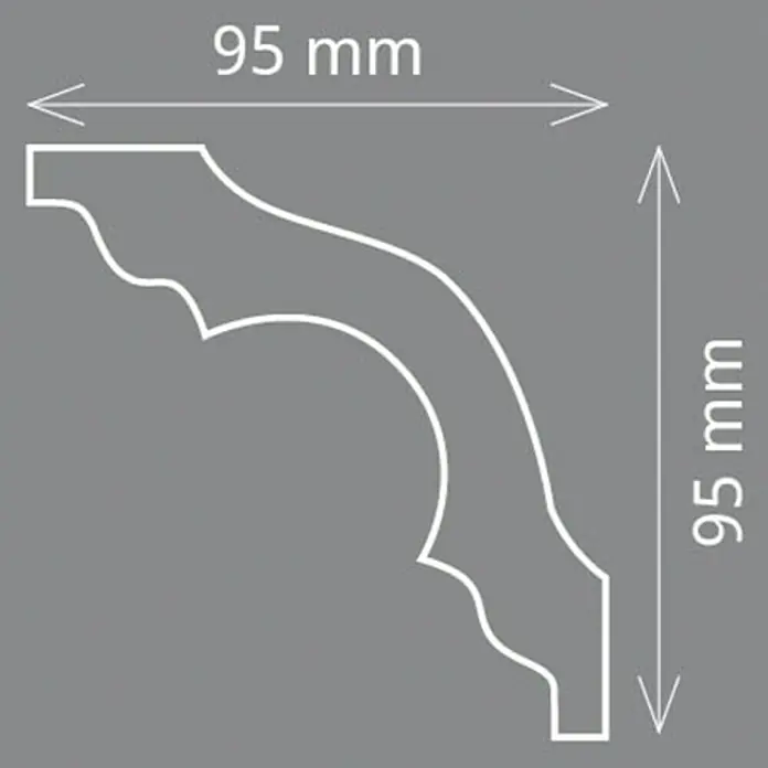 Zierprofil Modern K 130 - 200 x 9,5 x 9,5 cm, Extrudiertes Polystyrol (XPS) - Vorderansicht