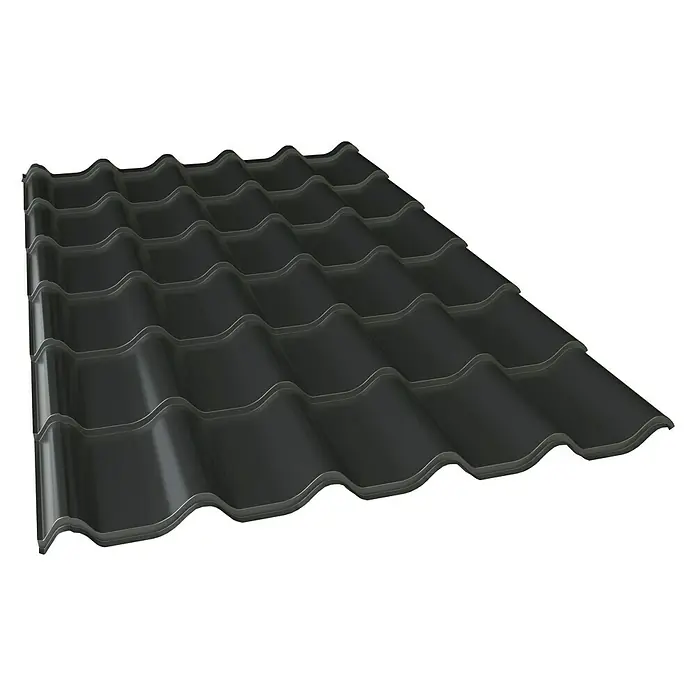 Probau Metallziegel MetDach - Schwarz, 216 cm x 117 cm x 0,5 mm, Stahl - Vorderansicht