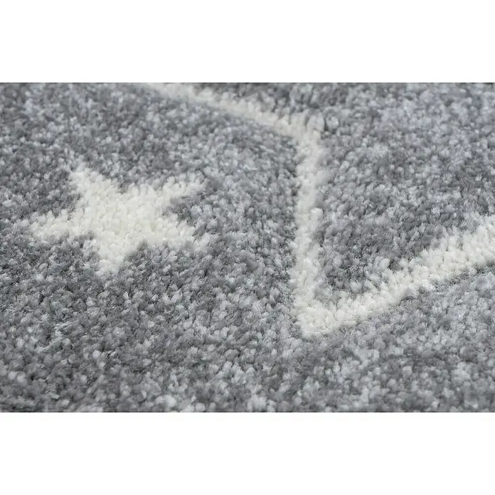 Kayoom Kurzflorteppich Sterne - Silber, 170 x 120 cm, 100 % Polypropylen - Detailaufnahme