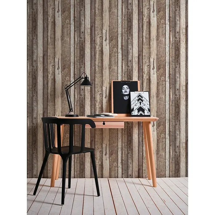 AS Creation Il Decoro Vliestapete - Beige/Bordeaux, Holzoptik, 10,05 x 0,53 m - Stimmungsaufnahme