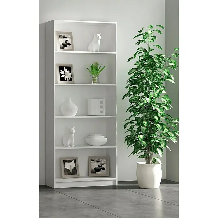 Estantería de madera - An x Al: 75 x 180 cm, Tablero de aglomerado, Blanco