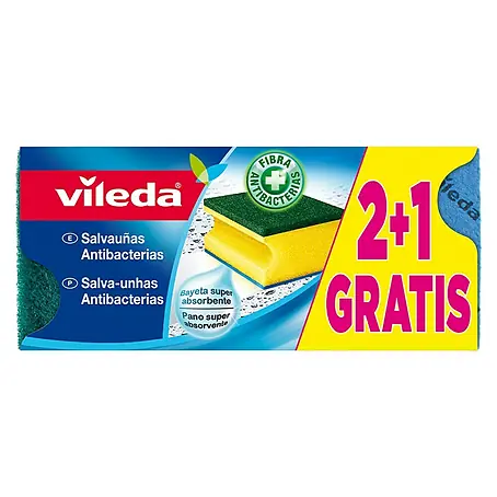 Vileda  Estropajos Salvauñas Antibacterias 2+1