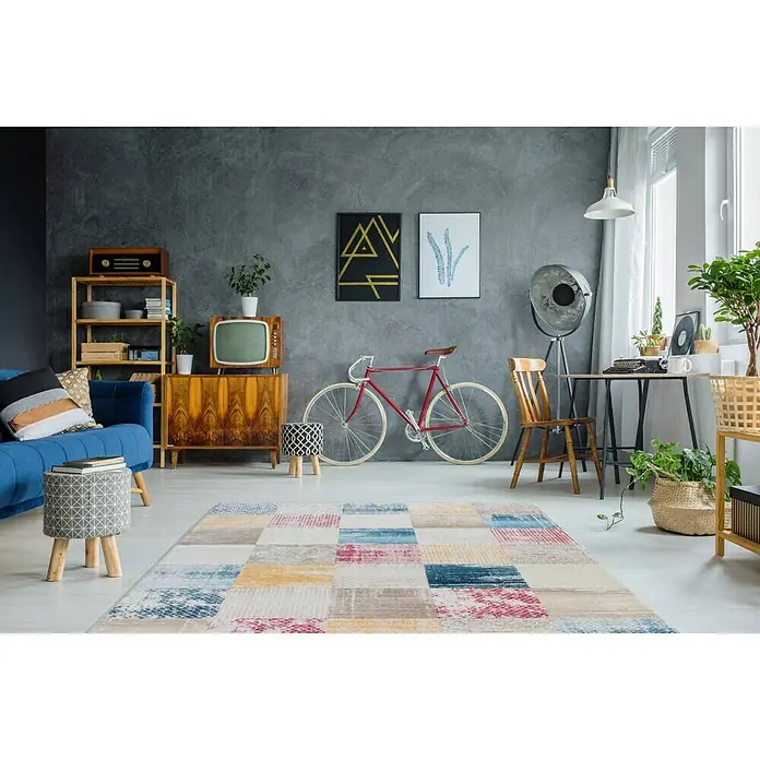 Kayoom Kurzflorteppich Antigua I - Bunt, 290 x 200 cm, 100 % Polyester - Stimmungsaufnahme