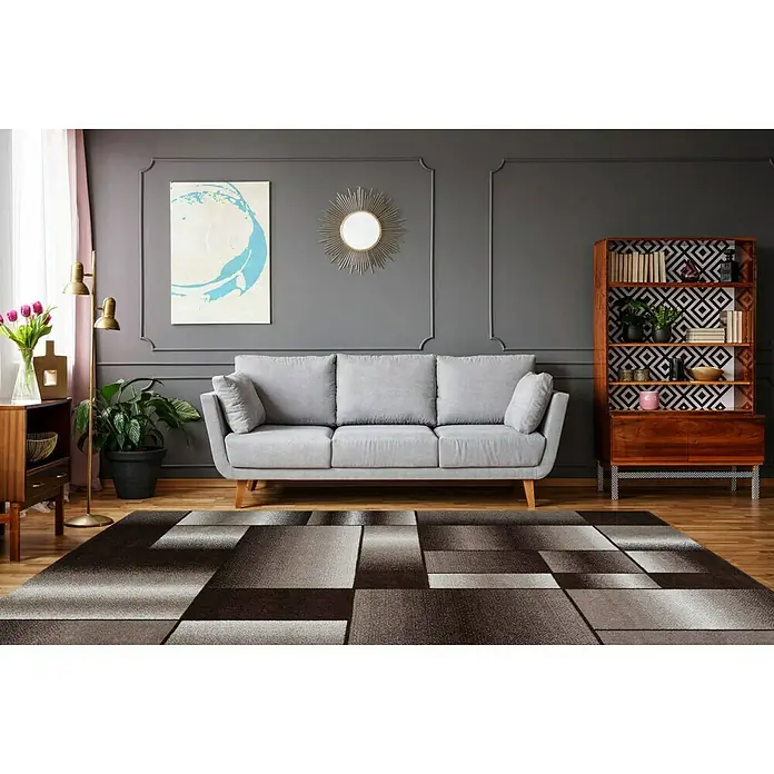 Kayoom Kurzflorteppich Broadway III - Braun, 150 x 80 cm, 100 % Polypropylen - Stimmungsaufnahme