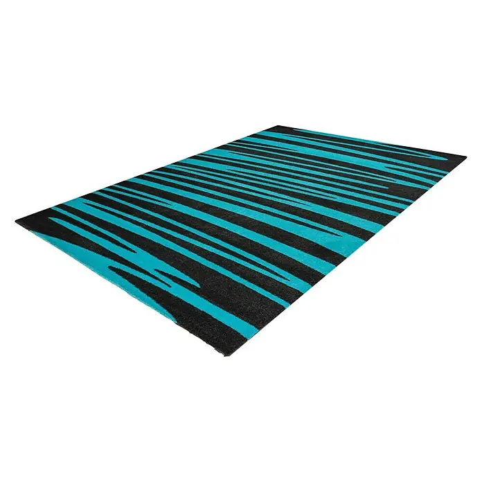 Kayoom Kurzflorteppich Broadway - Grau/Blau, 230 x 160 cm, 100 % Polypropylen - Rechte Seitenansicht