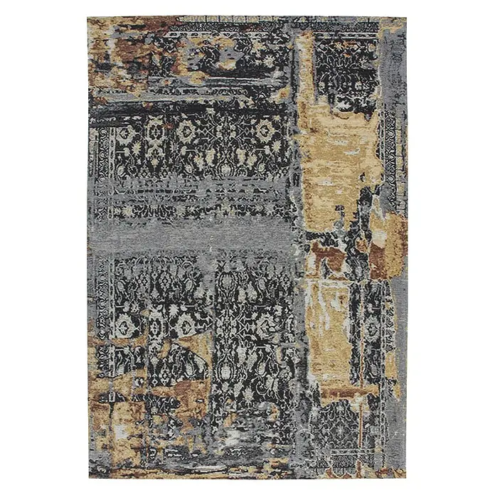 Kayoom Flachgewebeteppich Blaze - Grau/Braun, 150 x 75 cm, 74 % Polyester, 25 % Baumwolle, 1 % Latex - Ansicht von oben