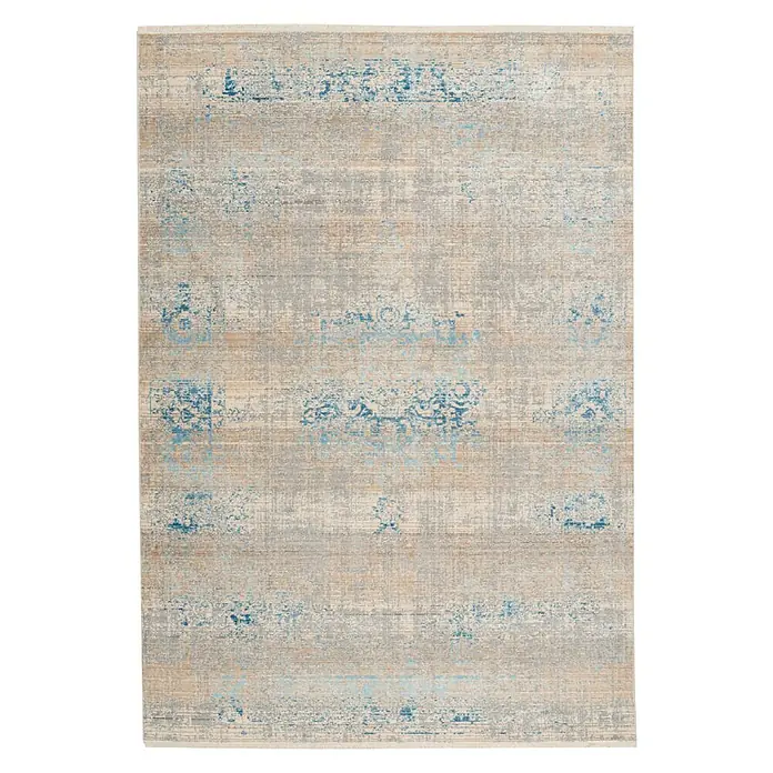 Kayoom Kurzflorteppich Baroque - Beige/Blau, 170 x 120 cm, 100 % Polyester - Ansicht von oben