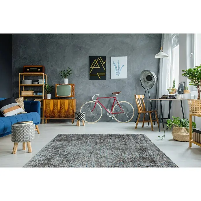 Kayoom Kurzflorteppich Antigua - Grau, 230 x 160 cm, 100 % Polyester - Detailaufnahme