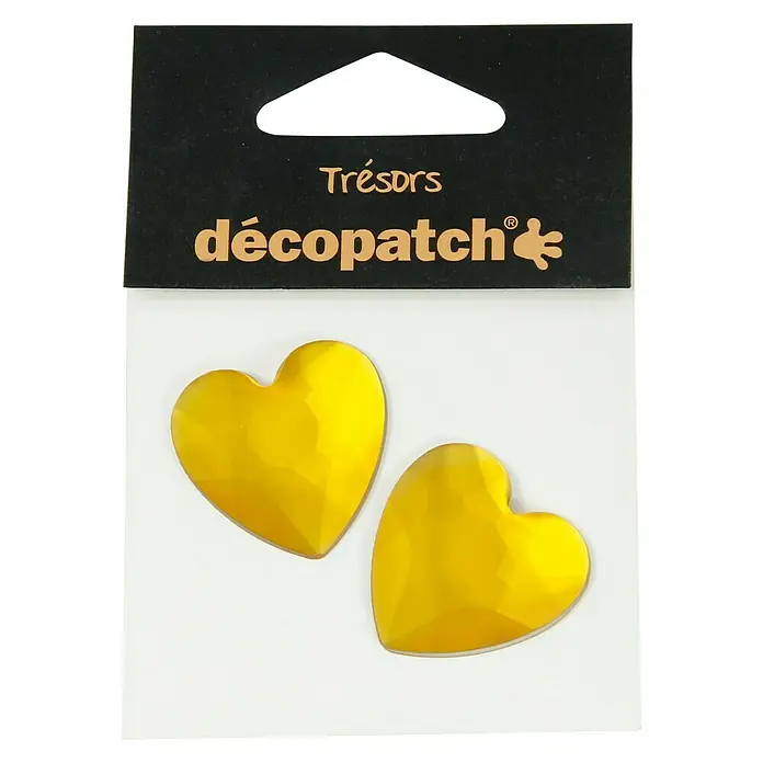 Décopatch Pieza decorativa Trésors Coeurs amarillo - 2 ud., 3 x 2 cm
