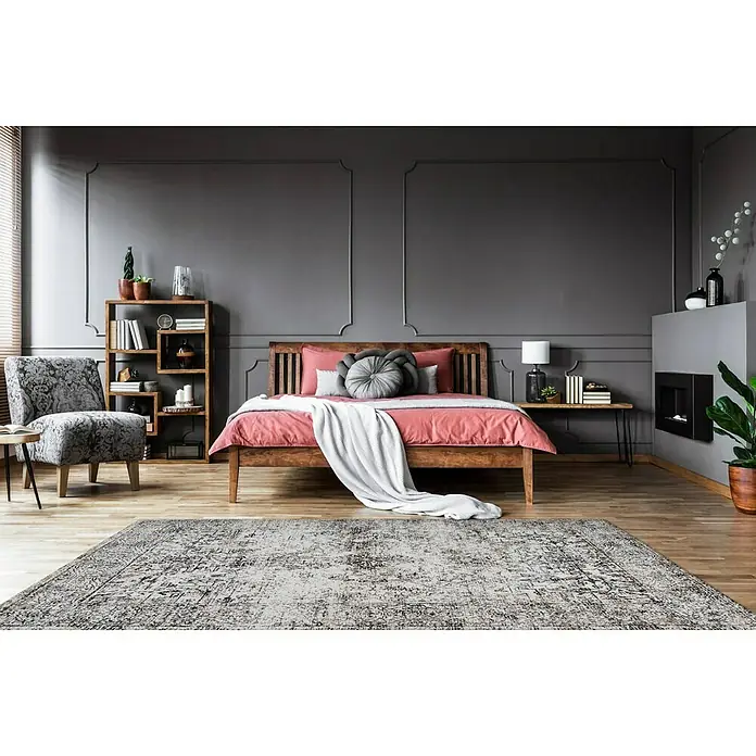 Kayoom Kurzflorteppich Iglesia - Anthrazit, 170 x 120 cm, 100 % Polyester - Stimmungsaufnahme
