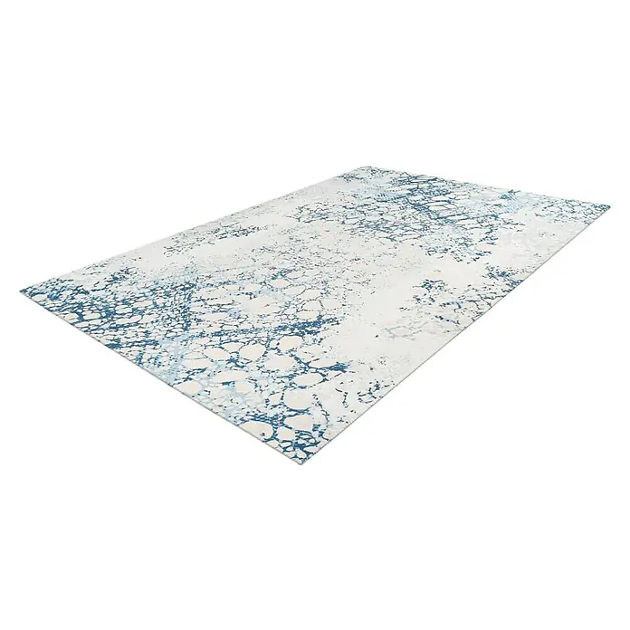 Kayoom Flachgewebeteppich Galaxy - Creme/Blau, 150 x 80 cm, 100 % Polyester - Rechte Seitenansicht