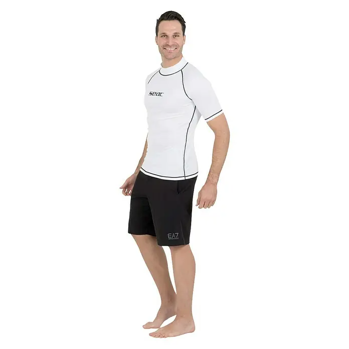 Seac Sub Camiseta térmica T-Sun Short para hombre - S, Blanco/Negro