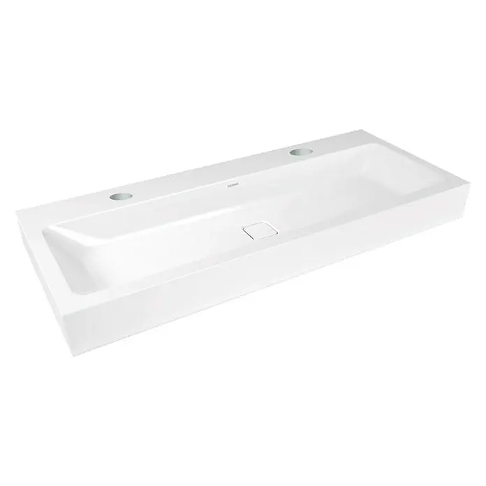 Kaldewei Waschtisch Cono - 120 x 50 cm, Mit schmutzabweisender Glasur, Hahnloch: Mitte, Ohne Überlauf, Weiß - Vorderansicht