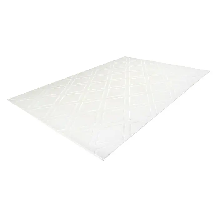 Kayoom Kurzflorteppich Monroe III - Weiß, 150 x 80 cm, 100 % Polyester - Rechte Seitenansicht
