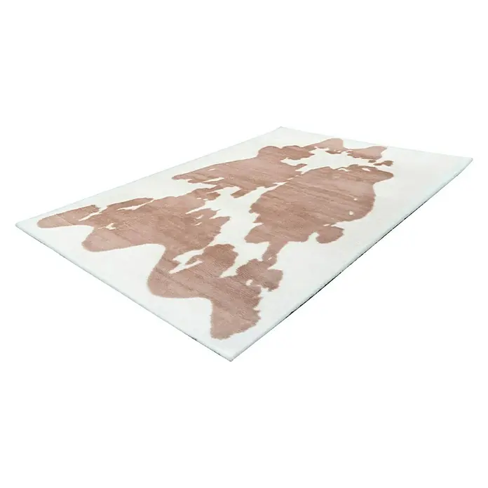 Kayoom Hochflorteppich Kuh - Weiß/Braun, 160 x 120 cm, 100 % Polyester - Rechte Seitenansicht