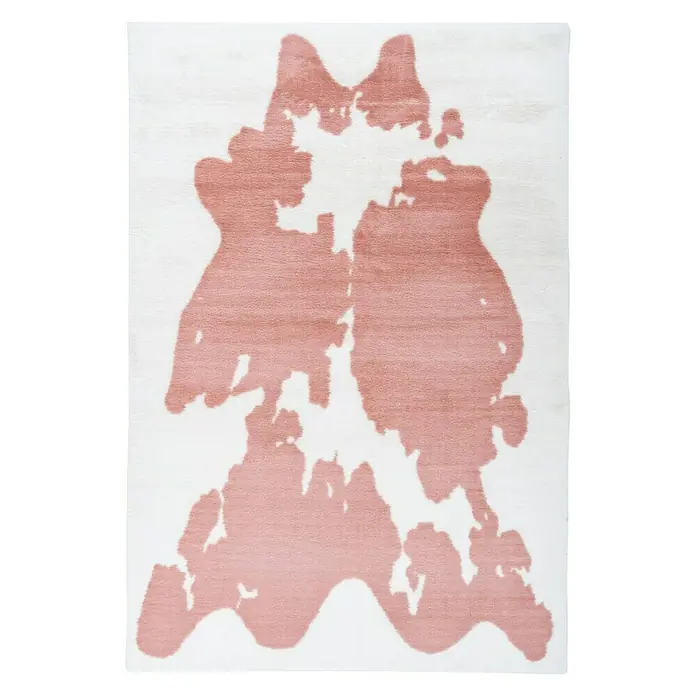 Kayoom Hochflorteppich Kuh - Rosa/Weiß, 160 x 120 cm, 100 % Polyester - Ansicht von oben