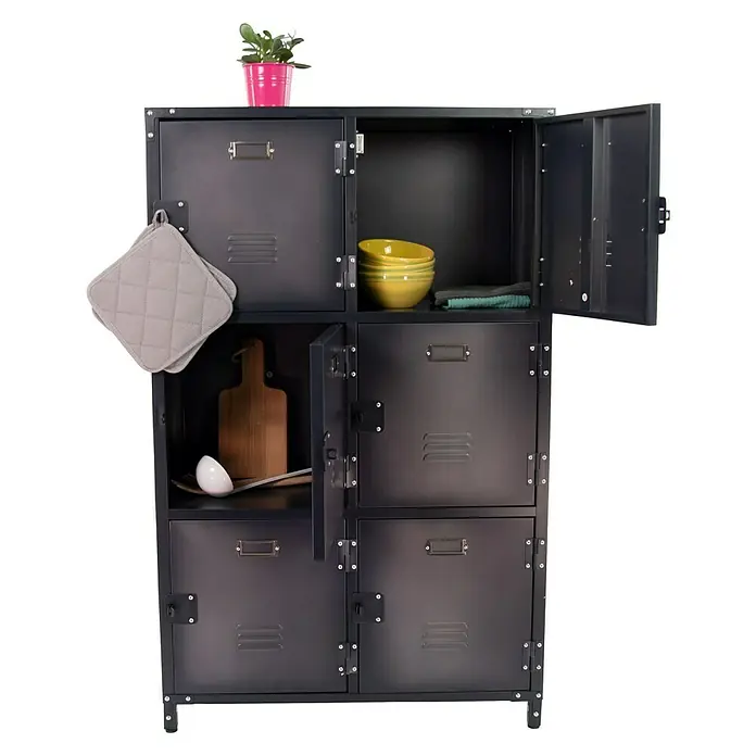 Armario metálico Vintage - 35 x 75 x 120 cm, Número de puertas: 6 ud., Número de compartimentos: 6 ud.