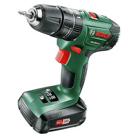 Bosch  Taladro atornillador percutor de batería PSB 1800 LI-2 + set de 51 piezas