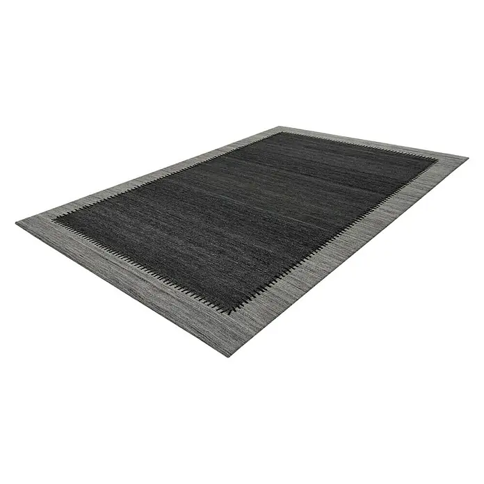 Kayoom Flachgewebeteppich Phoenix - Anthrazit/Grau, 150 x 80 cm, 75 % Wolle, 20 % Baumwolle, 5 % Polyester - Rechte Seitenansicht