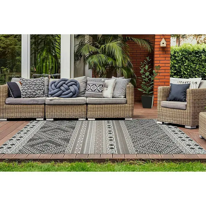 Kayoom Flachgewebeteppich Yoga - Taupe, 170 x 120 cm, 100 % Polyester - Stimmungsaufnahme