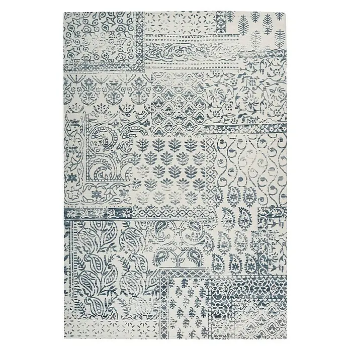 Kayoom Flachgewebeteppich Yoga - Beige/Blau, 150 x 80 cm, 100 % Polyester - Ansicht von oben