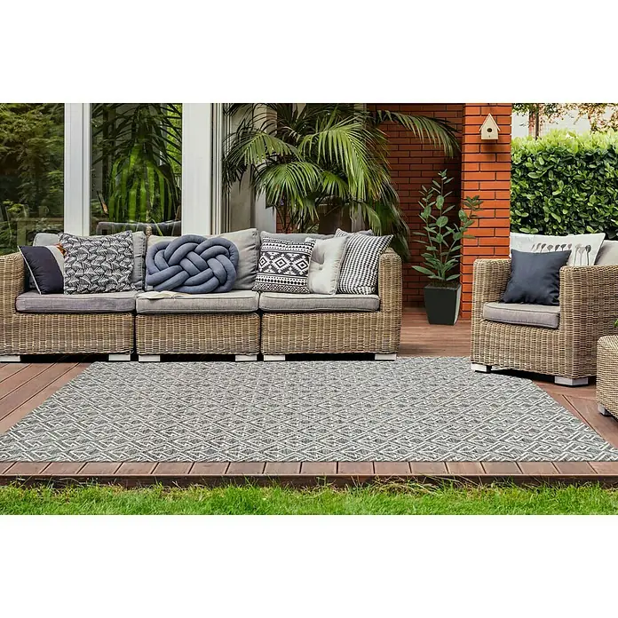 Kayoom Flachgewebeteppich Yoga - Grau/Braun, 150 x 80 cm, 100 % Polyester - Stimmungsaufnahme