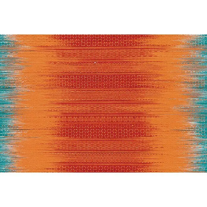 Kayoom Wollteppich Sunset - Orange/Türkis, 240 x 170 cm, 80 % Neuseeland-Wolle, 20 % Baumwolle - Detailaufnahme