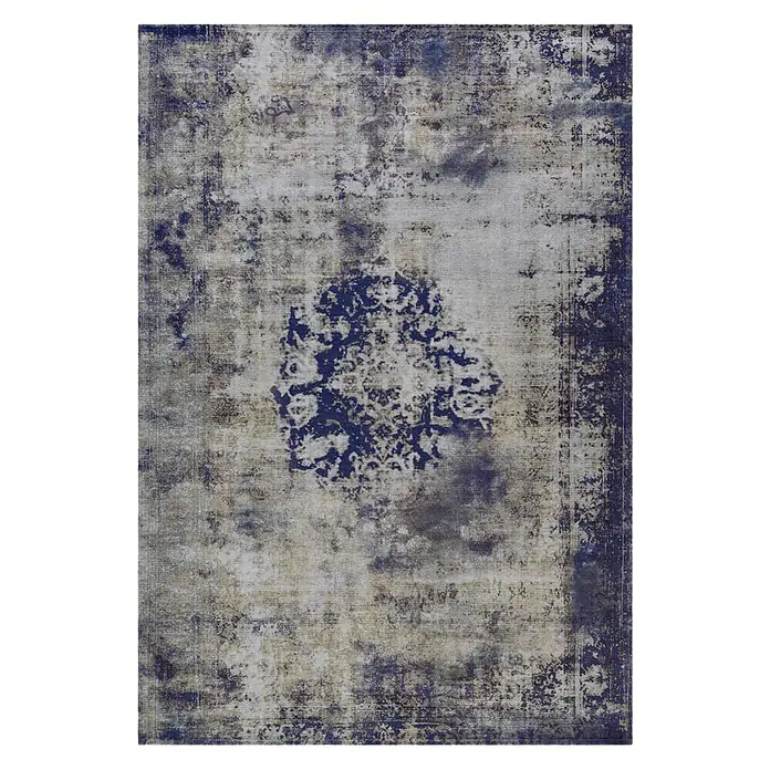 Kayoom Kurzflorteppich Vintage - Blau/Grau, 230 x 160 cm, 100 % Polyacryl - Ansicht von oben