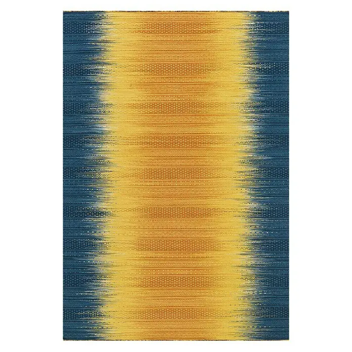 Kayoom Wollteppich Sunset - Gelb/Blau, 200 x 140 cm, 80 % Neuseeland-Wolle, 20 % Baumwolle - Ansicht von oben