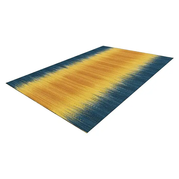 Kayoom Wollteppich Sunset - Gelb/Blau, 200 x 140 cm, 80 % Neuseeland-Wolle, 20 % Baumwolle - Rechte Seitenansicht
