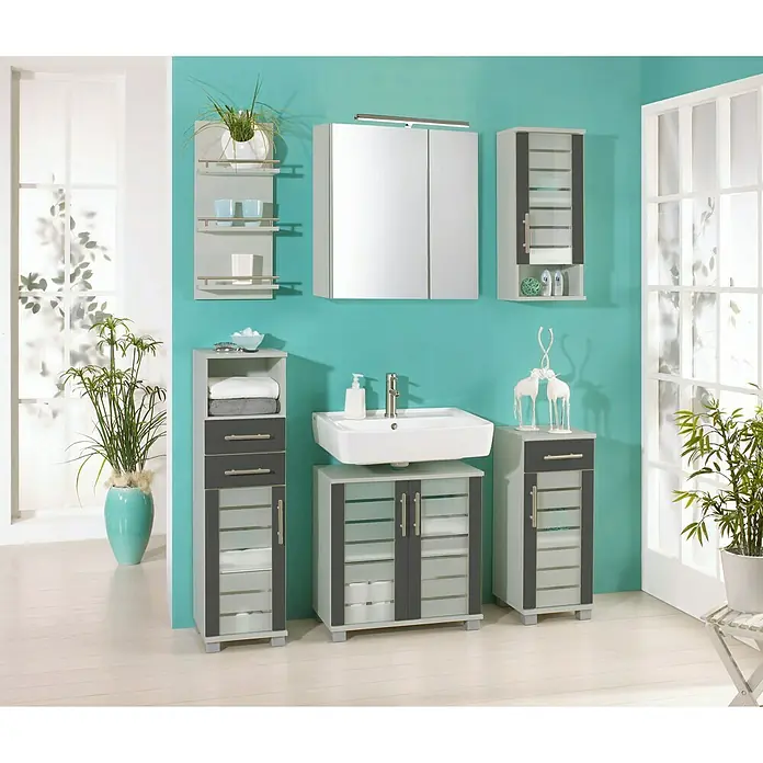 Schildmeyer Niko Regal - 30 x 17,5 x 70 cm, Silber/Anthrazit - Stimmungsaufnahme