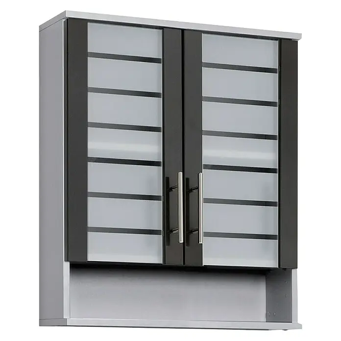 Schildmeyer Niko Oberschrank - 60 x 20,5 x 70 cm, Silber/Anthrazit - Linke Seitenansicht