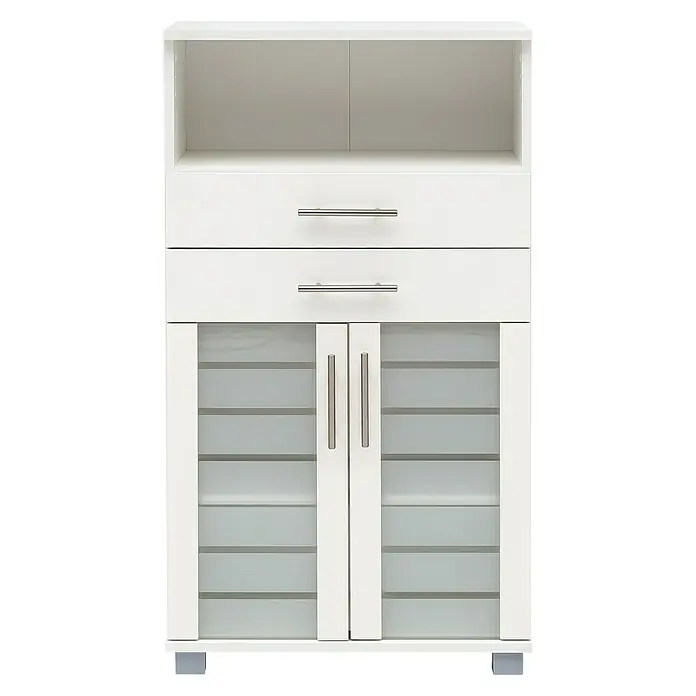 Schildmeyer Niko Highboard - 60 x 32,6 x 110,5 cm, Perlweiß - Vorderansicht