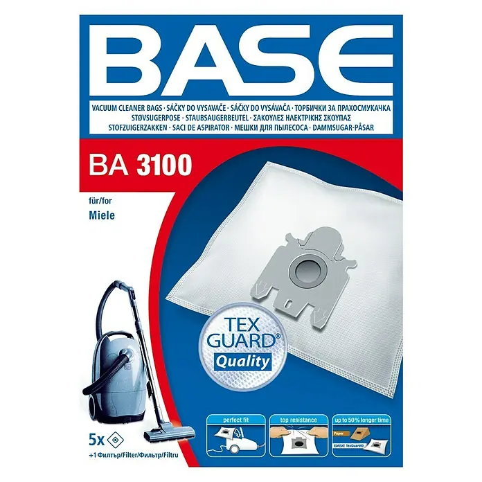 Base Staubsaugerbeutel BA 3100 - 5 Stk., Passend für: Miele Staubsauger - Vorderansicht