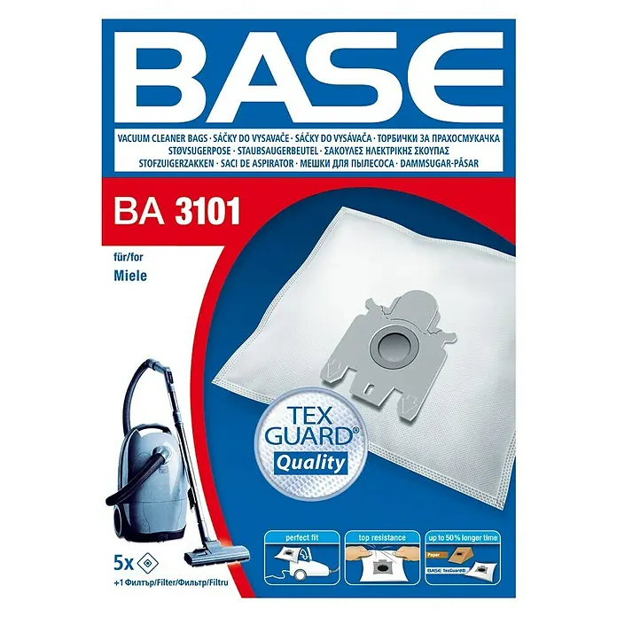 Base Staubsaugerbeutel BA 3101 - 5 Stk., Passend für: Miele Staubsauger - Vorderansicht