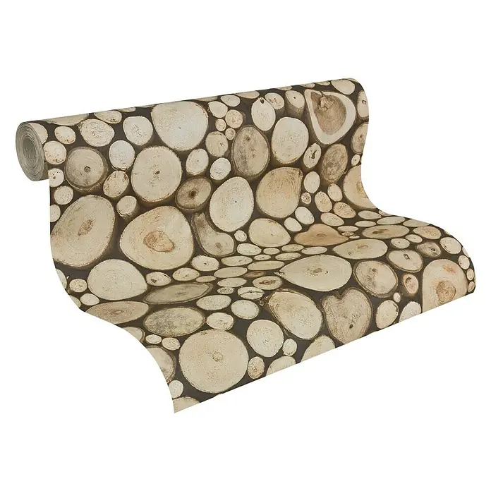 AS Creation Il Decoro Papiertapete Holzstapel - Braun, Holzoptik, 10,05 x 0,53 m - Ansicht von oben