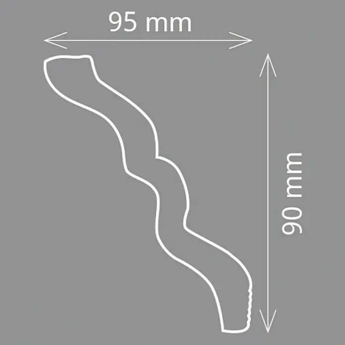 Zierprofil Modern MT - 200 x 9,5 x 9 cm, Extrudiertes Polystyrol (XPS) - Vorderansicht