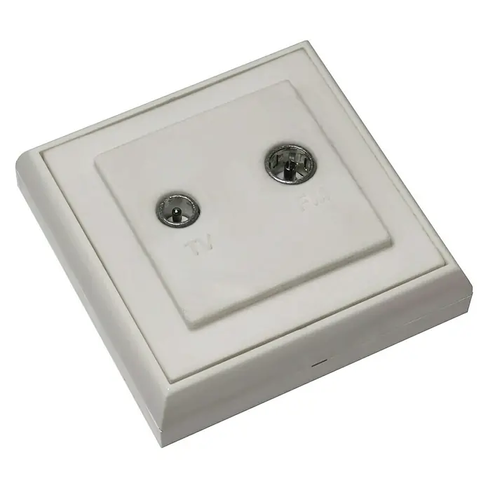 Fontini BF-25 Toma TV intermedia Monoblock - Blanco, 2 canales, Plástico, En pared