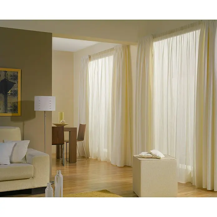 Visillo para ventana Martinica - 140 x 270 cm, 49% poliéster, 35% algodón y 16% lino, Nata