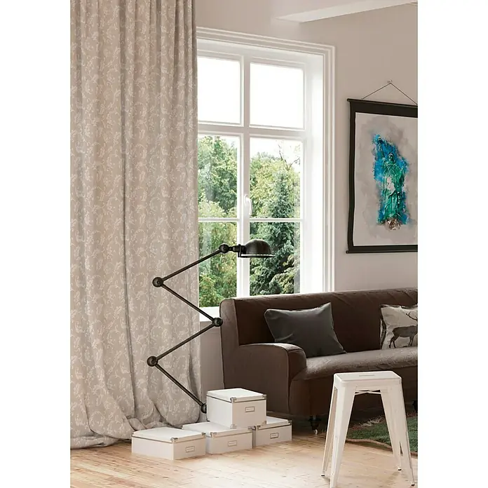 Cortina con ollaos London - 140 x 270 cm, 76% poliéster y  24% algodón, Lino