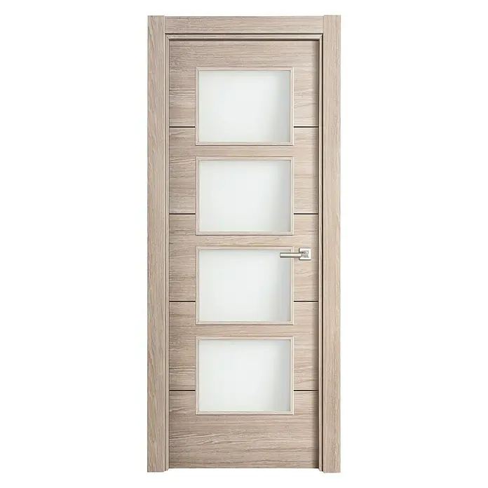Puerta acristalada Roble Gris vidriera 400 - 62,5 x 203 cm, Izquierda, Roble Gris, Macizo, Vidriera