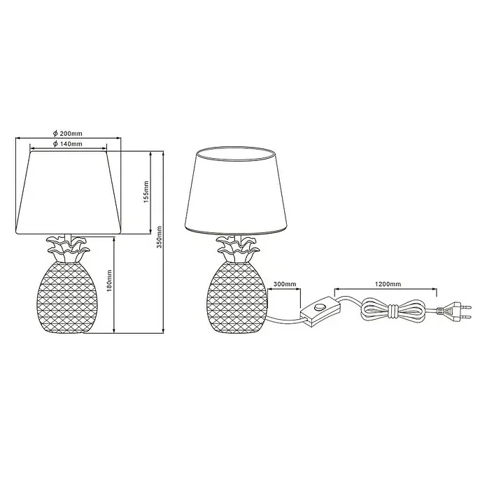 Trio Lighting Lámpara de sobremesa Pineapple - 40 W, L x An x Al: 20 x 20 x 35 cm, Oro, E14