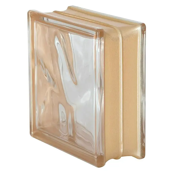 Bloque de vidrio Reflejos oro - Oro, 19 x 19 x 8 cm