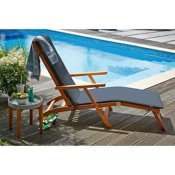 Sunfun Diana Garten-Liegestuhl - 149 x 58 cm, Naturbraun, Rückenlehne verstellbar