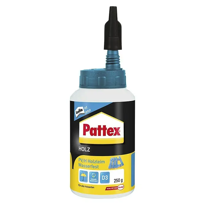 Pattex Holzleim Wasserfest - 0,25 kg, Lösemittelfrei, Transparent (getrocknet)