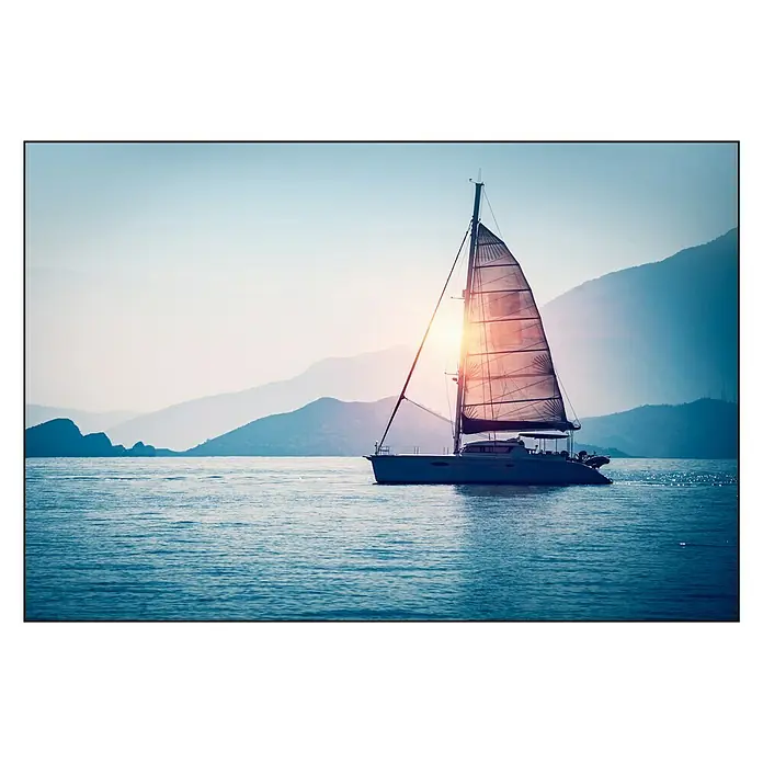 Cuadro de vidrio Sailboat at sunset - Velero en el atardecer, An x Al: 90 x 60 cm