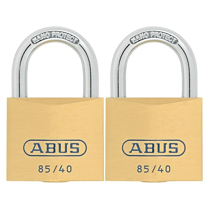 Abus Vorhängeschloss-Set Twins 85/40 - 40 x 85 mm, 2 Stk., Messing - Vorderansicht